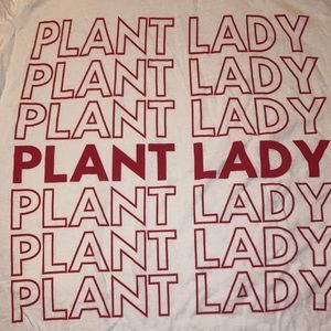 🌿👩🏽 PLANT LADY White + Red 100% Cotton Size Medium Tee Shirt Bella Canvas 🌱